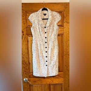 Worth White Tweed Button-Front Mini Dress